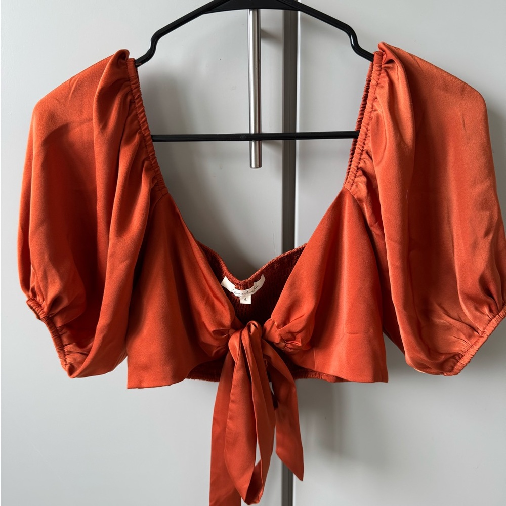 Rust Tie-Front Crop Top